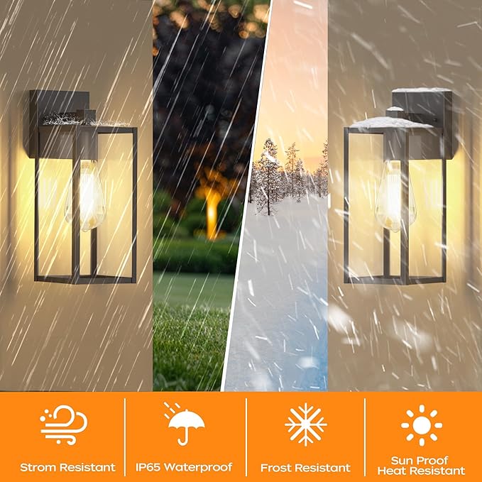 WIHTU 13in Outdoor Light Fixture Wall Mount, LED Exterior Lighting fixtures - Image 2