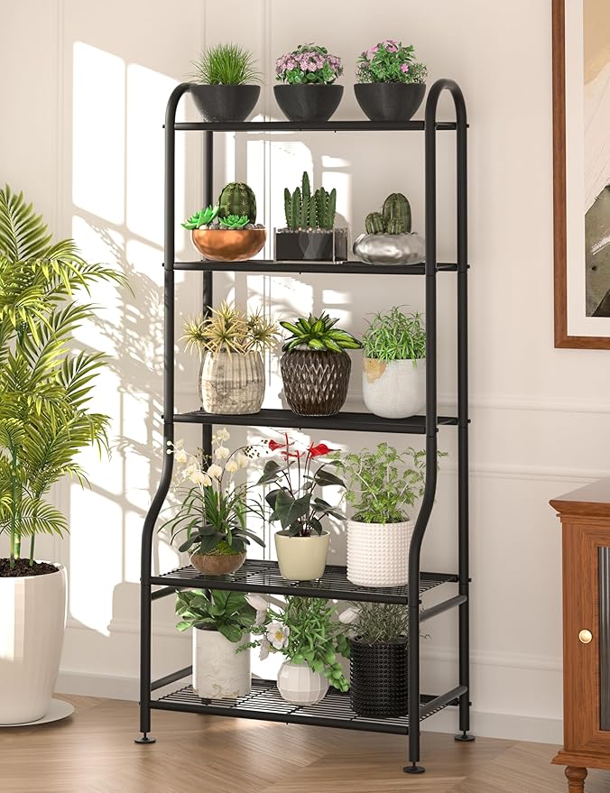 5-Tier Metal Plant Stand Indoor Outdoor, Waterproof Flower Stand - Image 5