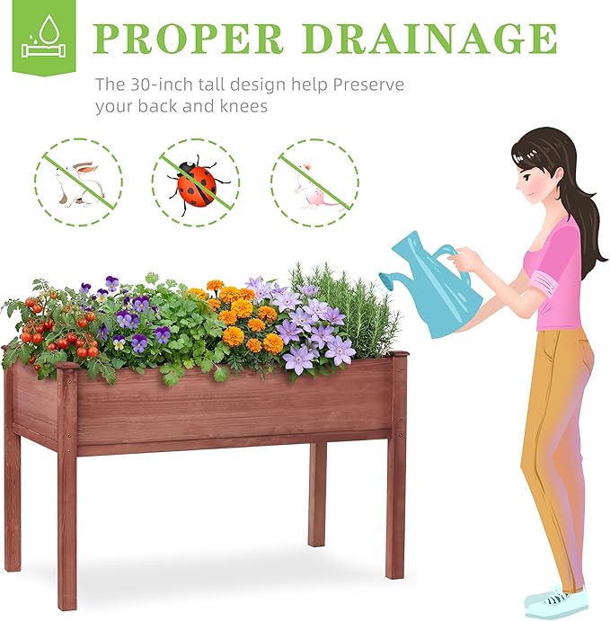 Raised Garden Bed with Legs, Outdoor Wood Elevated Planter Box, Thick Legs - Image 3