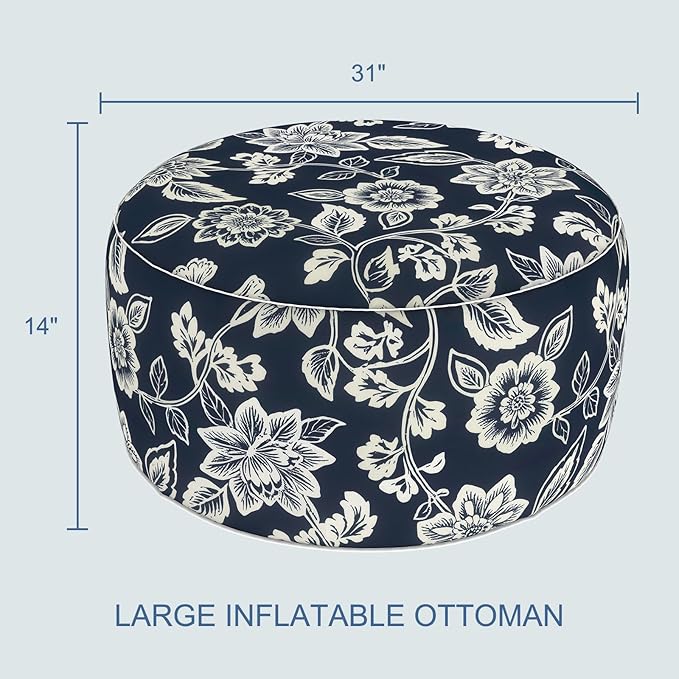 LVTXIII Indoor/Outdoor Extra Large Inflatable Ottoman Pouf D31 x H14 Inch - Image 3