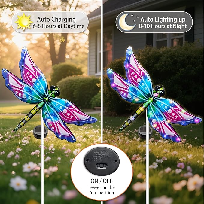 Hexagram Dragonfly Garden Decor, Dragonfly Garden Stakes Set of 2, Gardening - Image 4