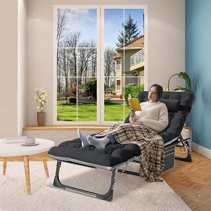ABORON Heavy Duty Tanning Chair, 5-Gear Outdoor Folding Chaise Lounge Chair - Image 9