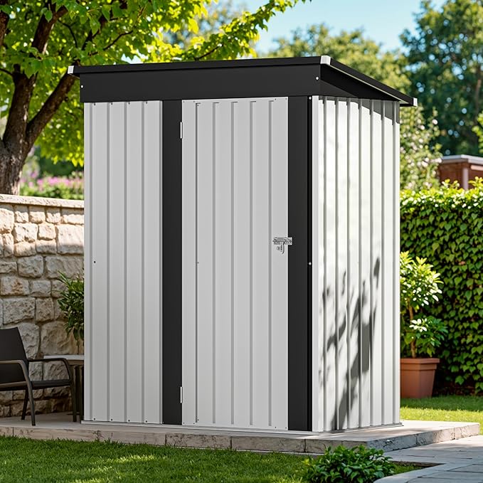 Devoko Outdoor Storage Shed 5 x 3 FT Lockable Metal Garden Shed Steel - Image 6