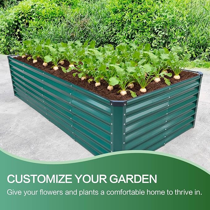 GARDMAX 8x4x2FT Galvanized Raised Garden Bed Kit, Metal Planter Boxes Outdoor - Image 4