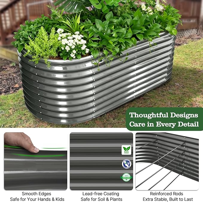 A ANLEOLIFE Set of 6, 30 Inch Extra Tall Galvanized Raised Garden Beds Kit - Image 5