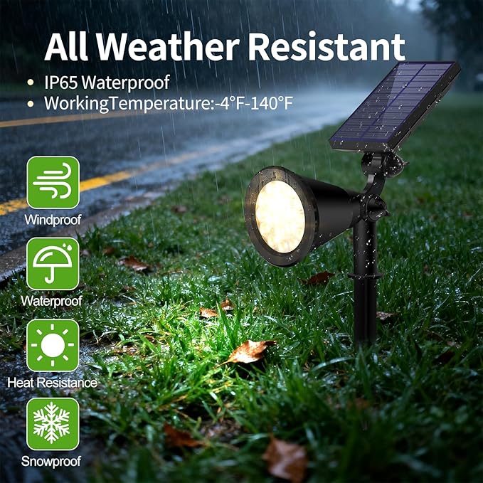 Solar Spot Lights Outdoor Waterproof, 18 LED Solar Powered Landscape Lighting - Image 2