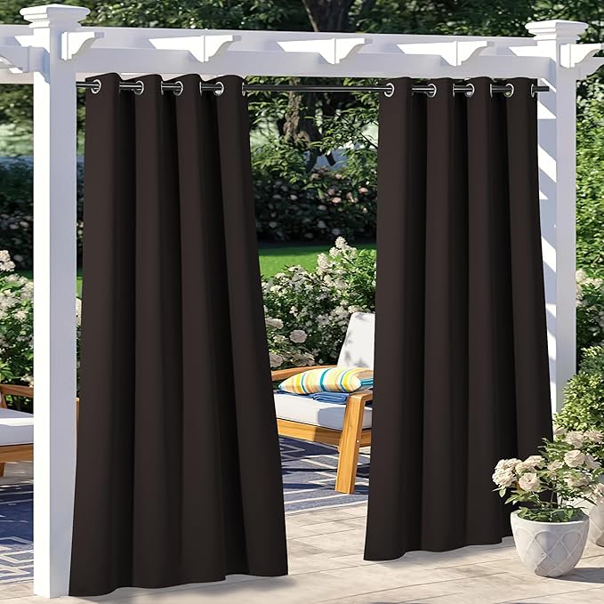 NICETOWN 2 Panels Patio Outdoor Curtains Waterproof, Thermal Insulated by NICETOWN