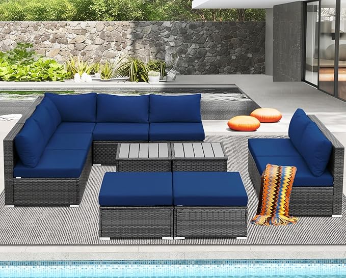 NICESOUL 11 Piece High-End Outdoor Furniture Set, 29.3'' High Back XL Big Size - Image 2