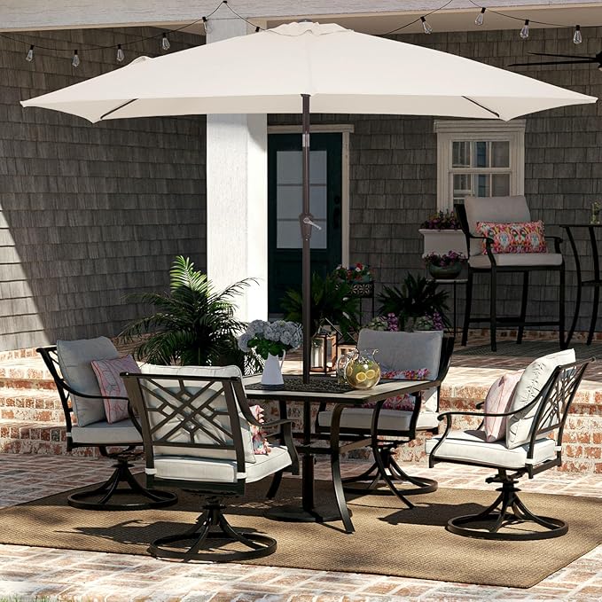 JEAREY 6.5x10 ft Rectangular Patio Umbrellas Rectangle Outdoor Umbrella - Image 2
