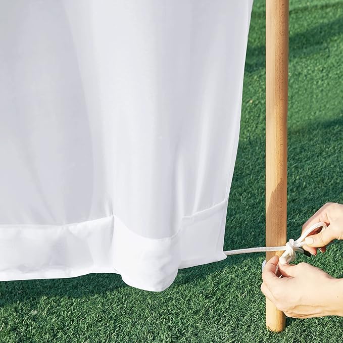 NICETOWN Outdoor Sheer White Weighted Curtains Rod Pocket Back Tab 120 inch - Image 3