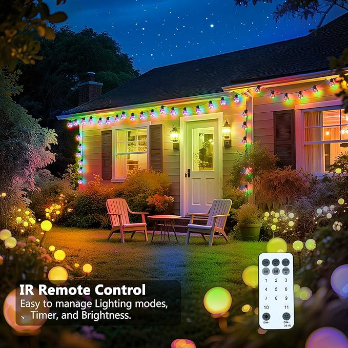Outdoor String Lights, 25ft 20 LED Bulbs Hanging Patio Lights Dimmable - Image 3