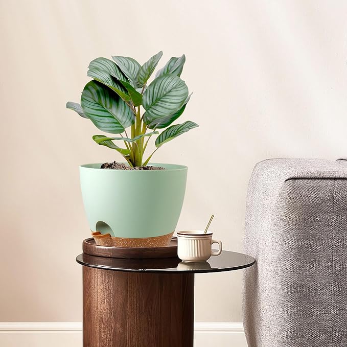 8 inch Self Watering Pots, 2 Pack Plastic Planters - Image 2