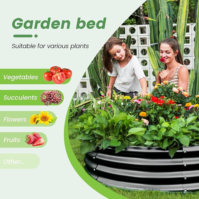 Land Guard 3×3×1ft Galvanized Raised Garden Bed Kit, Round Galvanized Planter - Image 3