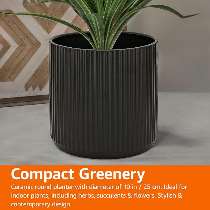 Amazon Basics Fluted Ceramic Round Planter - Image 7