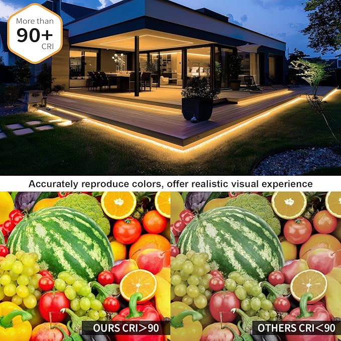 100ft COB Outdoor LED Strip IP67 Waterproof, 3000K Warm Whit DC24V Flexible LED - Image 5
