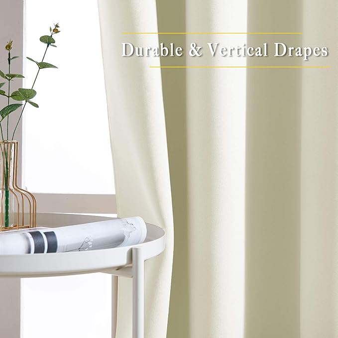 NICETOWN Room Darkening Beige Curtain 84 inch Length - Image 4