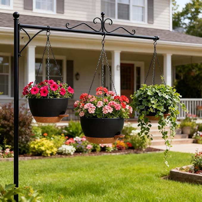 Set of 3-10 Inch Self Watering Hanging Planters - Image 2