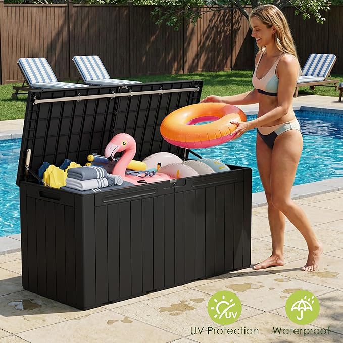 Devoko 100 Gallon Outdoor Storage Box, Waterproof Resin Deck Box - Image 7
