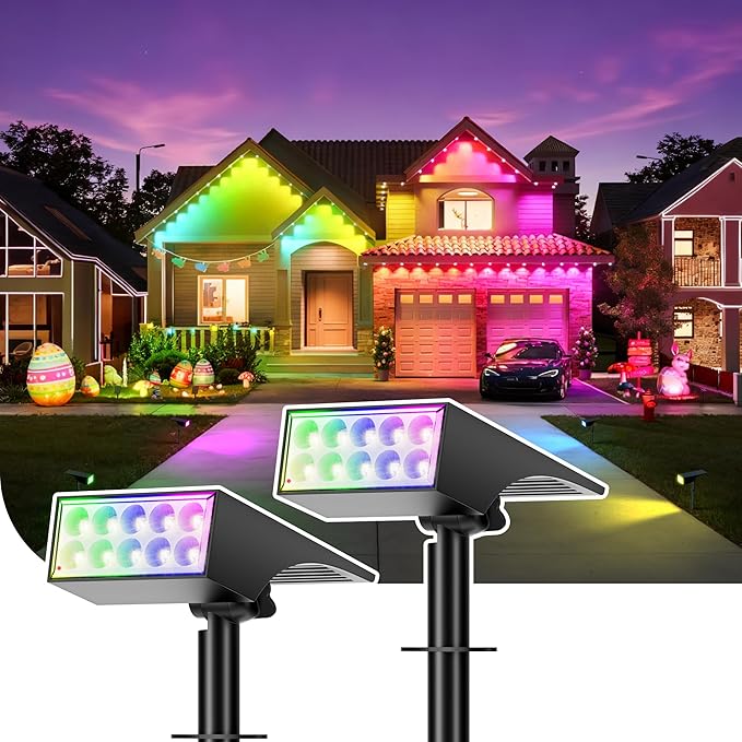 Solar Spot Lights Outdoor Color Changing, Christmas Landscape Spotlights by WENATY