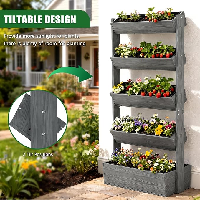 Wooden Vertical Raised Garden Bed, 5 Tier Garden Planters Raised Beds - Image 3
