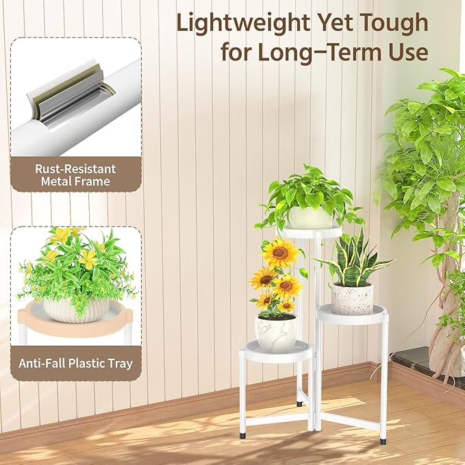 LASZOLA 3 Tiered Folding Plant Stand Indoor - Image 6