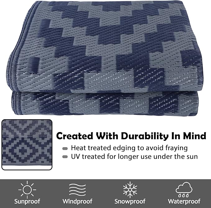 SAND MINE Reversible Mats, Plastic Straw Rug, Modern Area Rug, Large Floor Mat - Image 4