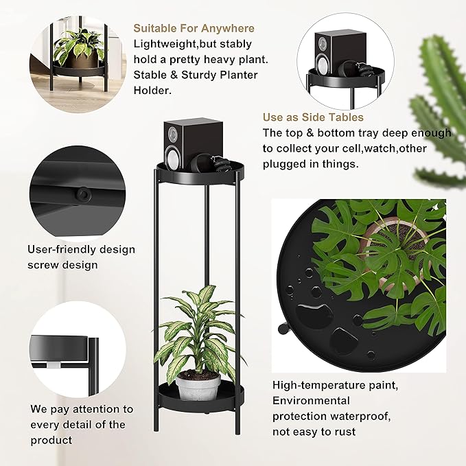 Metal Black Tall Plant Stand Indoor or Outdoor - Image 5