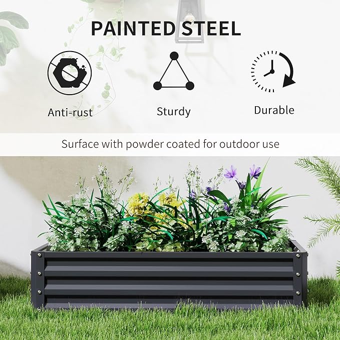 Outsunny Galvanized Raised Garden Bed, - Image 3