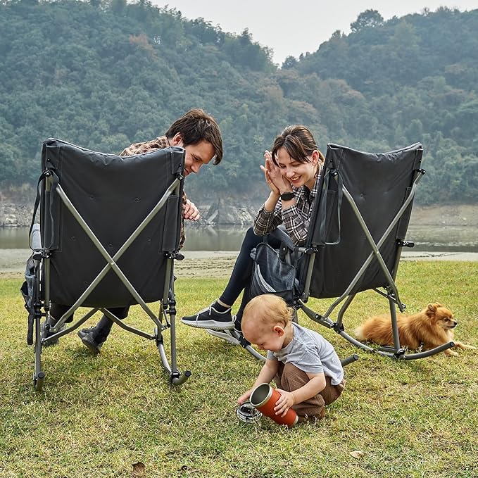 EVER ADVANCED Oversized Folding Rocking Camping Chair, Padded Portable Rocker - Image 2