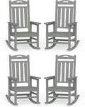 Oversized Outdoor Rocking Chair Set of 4, High Back Porch Rocker Chair by Suunyn