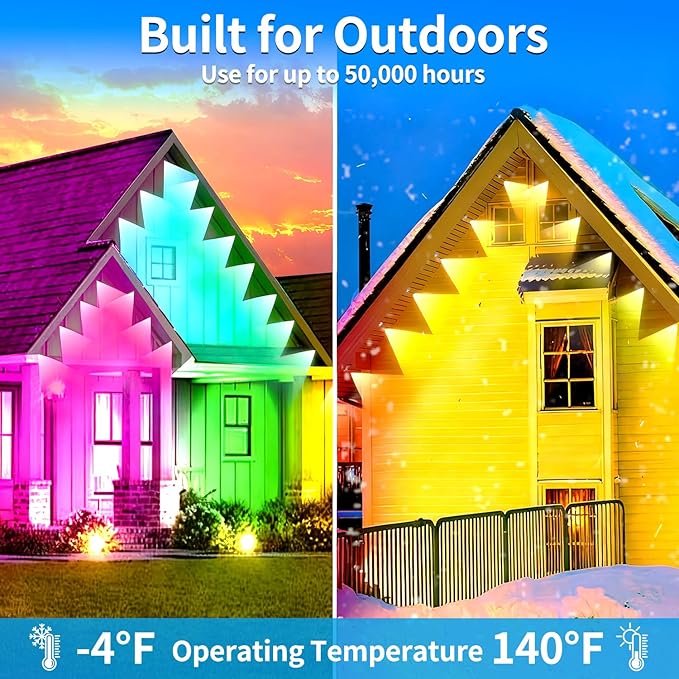 Permanent Outdoor Lights, 400ft RGB Outdoor Led Lights, Music Synchronised Eave - Image 5