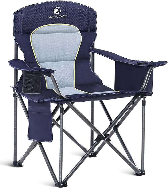 ALPHA CAMP Heavy Duty Camping Chair 500LBS Capacity, Oversized Folding Chair by ALPHACAMP