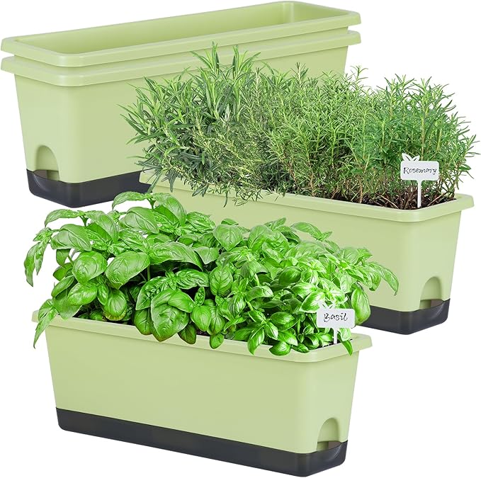 Window Box Planter 4 Packs, 17 Inches Rectangle Flower Pots by Oliz