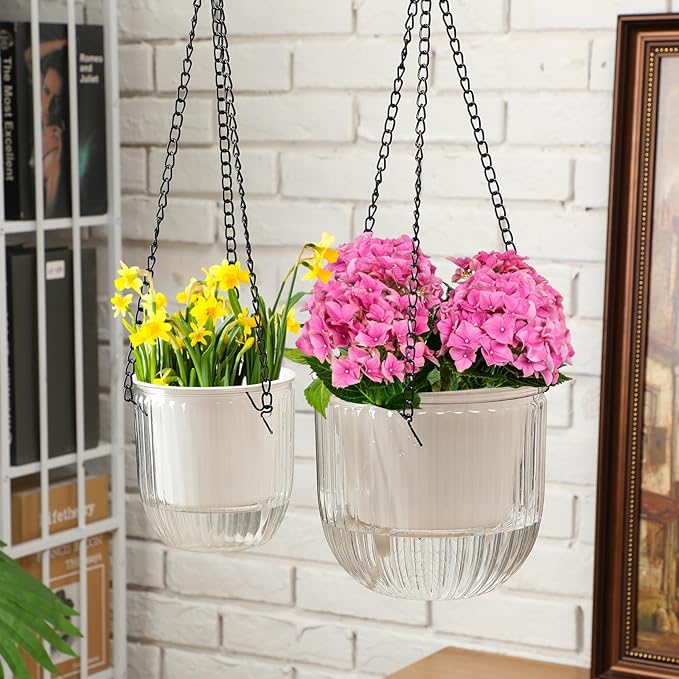 Maxcheck 4 Pcs Self Watering Hanging Planters Indoor Gift 6.5'' 4.5'' Hanging - Image 5
