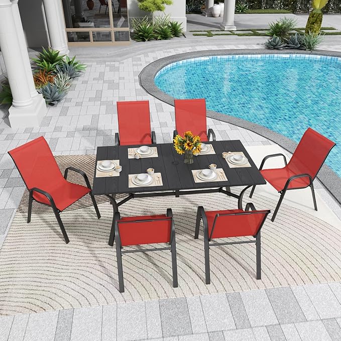 Patio Chairs Set of 8, Stackable Outdoor Dining Chairs - Image 4