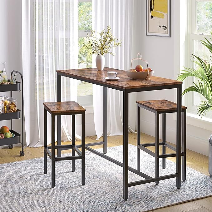HOOBRO Bar Table and Chairs Set, 47.2” Rectangular Pub Table - Image 7
