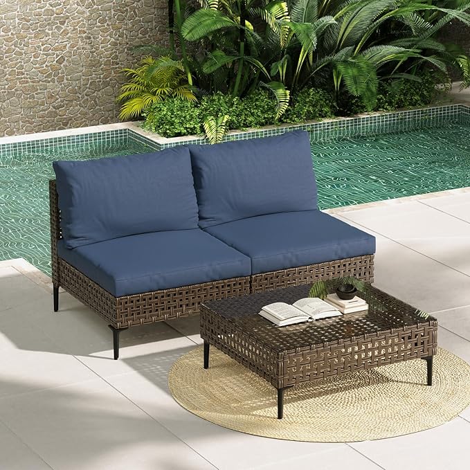 Grand patio 3-Piece Wicker Patio Furniture Set, Retro Outdoor Sectional Sofa - Image 2