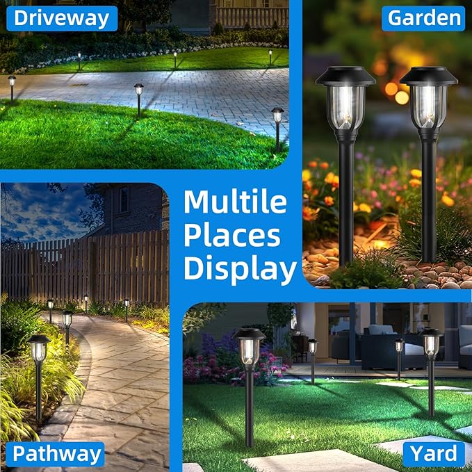 12 Pack Solar Lights Outdoor, 6000K Bright Solar Pathway Lights - Image 5