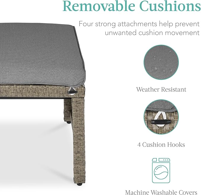 Best Choice Products Set of 2 Wicker Ottomans, Additional Seating, Side Table - Image 6
