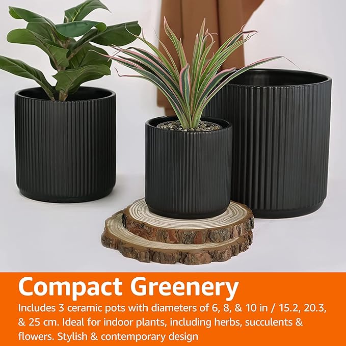 Amazon Basics Fluted Ceramic Round Planters - Image 7