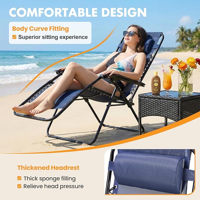 NEWBULIG Zero Gravity Chair Set of 2, Lounge Chair Folding Portable Adjustable - Image 5