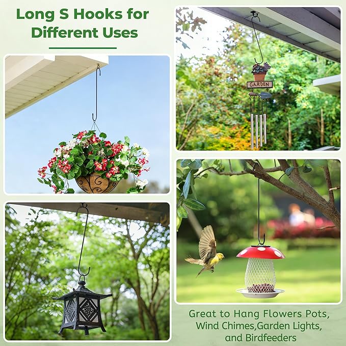 Large Garden S Hooks, 16 Inches Long Plant Hangers Outdoor, Metal Plant Hooks - Image 6