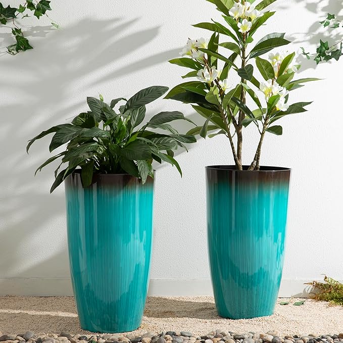 Glitzhome 23.5" H Tall Outdoor Planter, Large Flower Pots - Image 6
