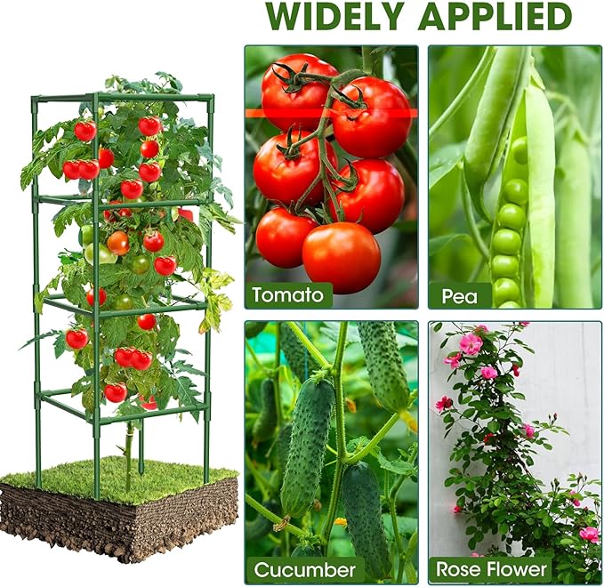 3 Pack Tomato Cages, Square Tomato Plant Stakes Support Cages Trellis - Image 6