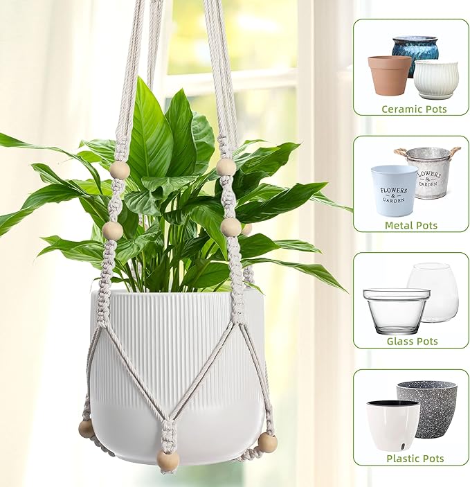 3 PCS Macrame Plant Hanger Indoor Hanging Planter Basket - Image 7
