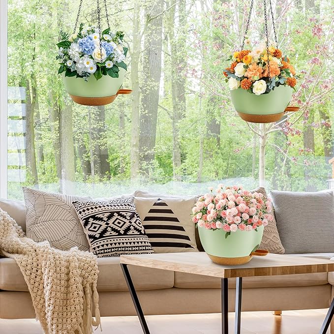 10 inch Hanging Planters for Indoor Plants, 3 Pack Self-Watering Hanging - Image 2
