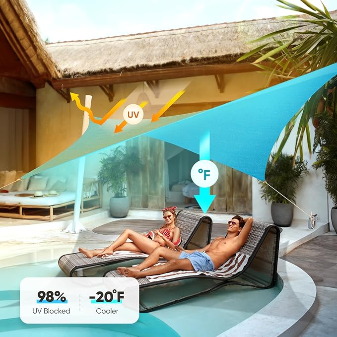 Quictent 20x16ft Rectangular Sun Shade Sail 185G HDPE Canopy 98% UV Block - Image 3