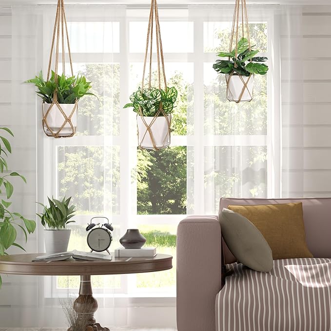 YIBOT 3 Pack Macrame Plant Hanger Indoor Hanging Planter Basket - Image 5