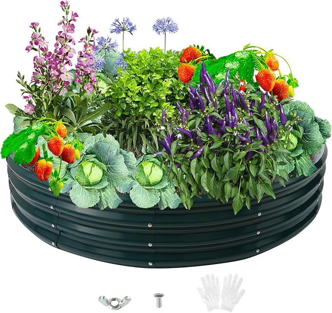 Durable Round Steel Raised Garden Bed Painted by zbzbml