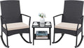 Greesum 3 Pieces Patio Furniture Set Outdoor Wicker Rocking Chairs by BuynowfromGreesum